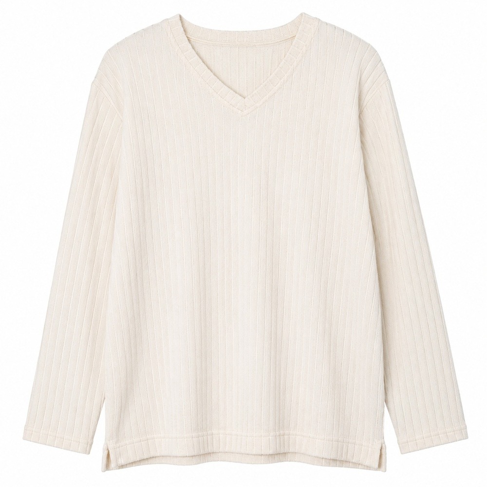 Vintage Catalina Womens L 12/14 Ivory Ribbed V Neck Pullover Sweater Top 90s